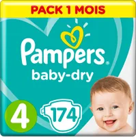 Pampers Windeln Größe 4 (9-14kg) Baby-Dry, Maxi, 174 Stück, MONATSBOX, bis zu 12 Stunden Rundum-Auslaufschutz | 174 Stück (1er Pack)