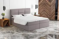 Boxspringbett KROS 160x200 mit 2 Bettkästen, Bonell-Matratze und Topper. Farbe:  Beige