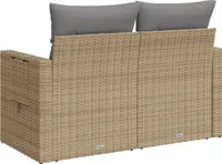 vidaXL Gartensofa mit Kissen 2-Sitzer Beige Poly Rattan