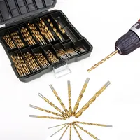 99-teiliges Spiralbohrer-Set mit geradem Schaft, Schnellarbeitsstahl-Ti-Plating-Bohrer-Set, Stanz- und Bohrzubehoer, Spiralbohrer mit Aufbewahrungsbox