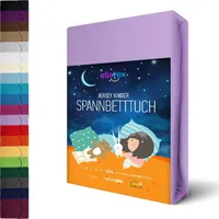 JERSEY KINDER Spannbettlaken 70x140cm Kinderlaken Spannbetttuch 100% Baumwolle für Kinderbett Babybett, in Farbe: Lila