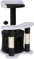 Wiltec Kratzbaum 67 cm hoch in Schwarz/Weiß, Katzenkratzbaum mit Sisal, Katzenbaum mit Plattform, Katzenhöhle und Spielball, Kletterbaum für Katzen