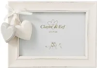 Clayre & Eef Bilderrahmen Herz 13x9 cm Weiß Holz Rechteck