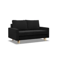 BLANK - Sofa 2-osobowa z funkcją spania, odwracalne poduszki, Pojemnik na pościel, czarna