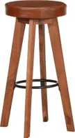 vidaXL Barhocker 2 Stk. Echtleder und Akazien-Massivholz