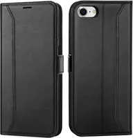 Handyhülle für iPhone SE 2020 2022 Hülle Flip Case klappbare Tasche Schutzhülle, Schwarz