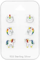 Ohrstecker Set 925 Sterling Silber Einhörner