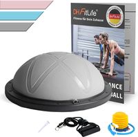 DH FitLife Balance Ball, Yoga Gleichgewichtstrainer Φ60*22cm bis 200 KG belastbar, halber Gymnastikball Fitness Balance Board, Balance-Board mit Pumpe und 2 Fitnessbändern