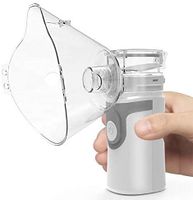 Automatische Dampfinhalatoren Mini Ultraschall Luftbefeuchter Mesh Vaporizer mit Masken und Mundstücken Inhalator (Grau)