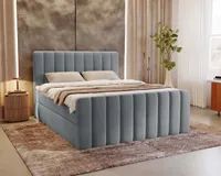 MYSEN Boxspringbett 180x200 Magic Plus mit Bettkästen mit Matratze (14 cm) mit Topper (4 cm) Komplett-Set Polsterbett Bonell H3 Grau