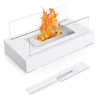 Tischkamin für Indoor und Outdoor mit Löschgerät und Sicherheitsglas Bioethanol Tischkamin Tischfeuer Terrassenfeuer Schwarz Weiß