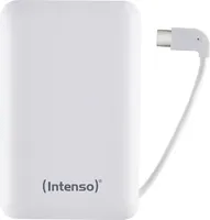 Intenso Powerbank XC10000, mobilie Ladestation mit 10000 mAh und integriertem USB Type C Kabel, Weiß