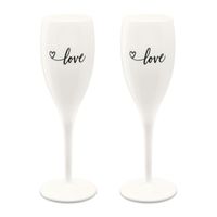Koziol Superglas mit Druck Cheers No. 1 XMAS 2020, Sektglas, Champagnerglas, Trinkglas, Glas, Baumwolle White, 100 ml, 2er-Set, 3915525