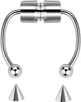 ASKSA Edelstahl Magnet Fake Septum Nasenring Creolen Hufeisenringe Gefälschte Nasenringe, Silber