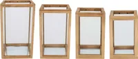 Laternen aus Holz und Glas (4er-Set)