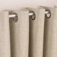 Thermovorhang mit Ösen verdunkelnd Leinenoptik einfarbig beige 135x240cm