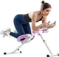 VEVOR AB Machine Gym, nosnost 50 kg, trenažér břicha, silový trénink, skládací, nastavitelný, fitness zařízení, bílá + růžová barva