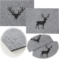 LS-LebenStil 2x Filz Tischset Platzset Hirsch Grau 45cm Rechteckig Platzdeckchen Platzmatte