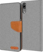 Handy Hülle Huawei P20 Tasche Wallet Flip Case Schutz Hülle Stoff Cover