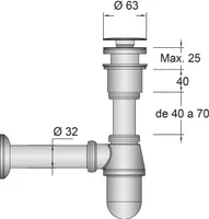 Salgar Siphon Messing, verchromt - nicht absperrbares Siebventil