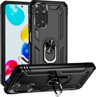 Redmi Note 11S Hülle, Dual Layer Robust Militärgeprüfte Schutzhülle mit Ringhalterung Ständer für Xiaomi Redmi Note 11 / Note 11S Schwarz