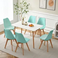 IPOTIUS jídelní stůl, kuchyňský stůl jídelní stůl pro 4 osoby, obdélníkový stůl s bukovými nohami, moderní design, bílý, 110x70x73 cm