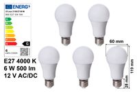 5x LED Lampe E27 12V 6W A+ kaltweiß 500lm 4000K Birne Energiesparlampe 12 Volt