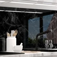 Küchenrückwand selbstklebend Glasoptik - MARMOR BLACK - 1.8mm, versteift, alle Untergründe, Hart PET Material, PREMIUM 60 x 80cm