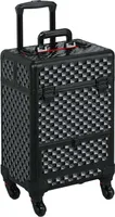 Alu Kosmetikkoffer Friseurkoffer Trolley Schminkoffer Beauty Case 34,3 X 24,2 X 55,5 Cm Schwarz – Schwarz+Rot