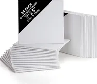 Belle Vous 24 Stück Kleine Leinwand zum Bemalen - Leinwand 13 x 13 cm - Vorgespanntes Canvas Set - Geeignet für Acryl- und Ölmalerei sowie zum