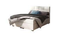 KEF-MEBLE - Boxspringbett - Arizona - Bett mit Matratze und Topper - Doppelbett mit Bettkasten - Bonell-Matratze H3 - 200x200 cm, Weiß