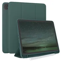 EAZY CASE - Schutzhülle mit Stifthalter für iPad Pro 11 2022 2021 2020 2018 Case 11 Zoll Hülle mit Stifthalterung Tablet Cover Touchpen Smartcase aufstellbar Klappcase Auto Sleep Wake Up Etui Grün
