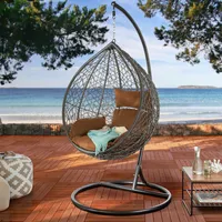 Outdoor Hängesessel LOFT mit Kissen und Gestell anthrazit  Hängestuhl wetterfest Hängeschaukel Gartensessel Terassenmöbel