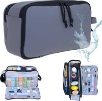 Kulturbeutel Kulturtasche viele Fächer Herren Damen Kosmetiktasche gross wasserabweisend aus Plane Reise Sauna Sport Freizeit Tasche Elephant Hydro Washbag 12829 Grau
