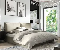 GUTTO Polsterbett nach Maß  GLAMMY 200x200 Metall-Lattenrost beige Velour Samtstoff Velvett mit Bettkasten und Stauraum