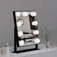 Kosmetikspiegel, Beleuchtung Schminktischspiegel mit 9 Dimmbare LED, 3 Farbtemperatur Licht, 360° drehbar, Touch Steuerung