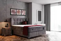Pointhome Bambi Boxspringbett Set 160x200 H3 / H4, Sleep Pure Schlafzimmerbett, 1 x Matratze mit Topper, 1 x Bettkasten, 1 x Bettkopfteil