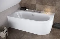 VBChome Badewanne 160x75 cm Acryl SET Schürze Siphon Wanne Ecke Eckbadewanne Weiß Design Modern Ablaufgarnitur in Chrom Viega Simplex für 2 Personen links