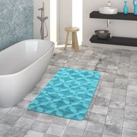 Kurzflor-Teppich Für Badezimmer Mit Rauten-Muster In Anthrazit Weiß Badematte 