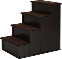 Schody pro domácí mazlíčky D06-078, 4stupňové, s protiskluzovou podložkou, MDF, tmavě hnědá, 40 x 59 x 54,2 cm