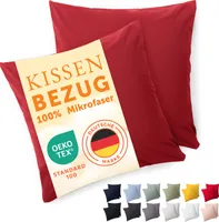 Blumtal Kissenbezug 40x40 cm im 2er Set weich -  40x40 cm - Kissenhülle 40x40 cm - 40x40 cm Rot