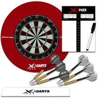 XQMAX Dartscheibe - inkl. Pfeile, Surround Ring rot, Wurflinie, Zähler,  (Dartset), Steeldart Dartboard Darts Catchring Auffangring