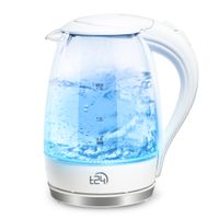 T24 Glas Wasserkocher 1,7L, 2200W, LED, BPA-frei, GS, 360° Sockel, Weiß