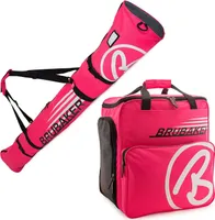 BRUBAKER Combi Set CHAMPION - Limitovaná edícia - Vak na lyže 170 cm a vak na lyžiarske topánky pre 1 pár lyží + palice + topánky + prilba Pink White