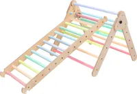 KateHaa Kletterdreieck aus Holz mit Leiter Pastellfarben | Indoor Klettergerüst für Kinder | Montessori Spielzeug