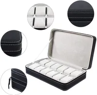 Box na hodinky 12 slotůPolyuretankožené pouzdro na hodinky se zipem Watch Display Case Black