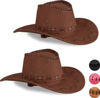 relaxdays 2 x Cowboyhut Fasching dunkelbraun