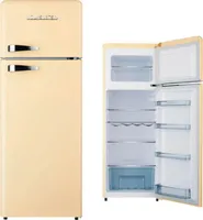 WOLKENSTEIN Retro Kühl-Gefrier-Kombination GK212.4RT SC211 Liter | Nostalgie Design Kühlschrank | 39 Liter 4 Sterne Gefrierfach | Nur 41 dB | LED-Beleuchtung | Silber Applikationen | Freistehend