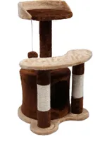 Wiltec Kratzbaum 67 cm hoch in Braun/Beige, Katzenkratzbaum mit Sisal, Katzenbaum mit Plattform, Katzenhöhle und Spielball, Kletterbaum für Katzen