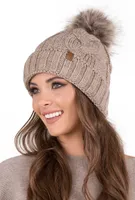 Vivisence Strickmütze damen - Bommelmütze Für Frauen Kopfbedeckung Winter Herbst - Mütze mit bommel Warme wintermütze Dick gestrickte - Beige